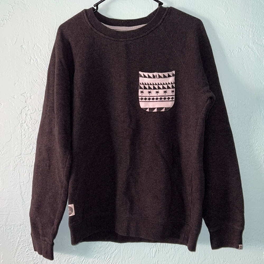 Rip curl crew neck sweater shirt, small, dark grey